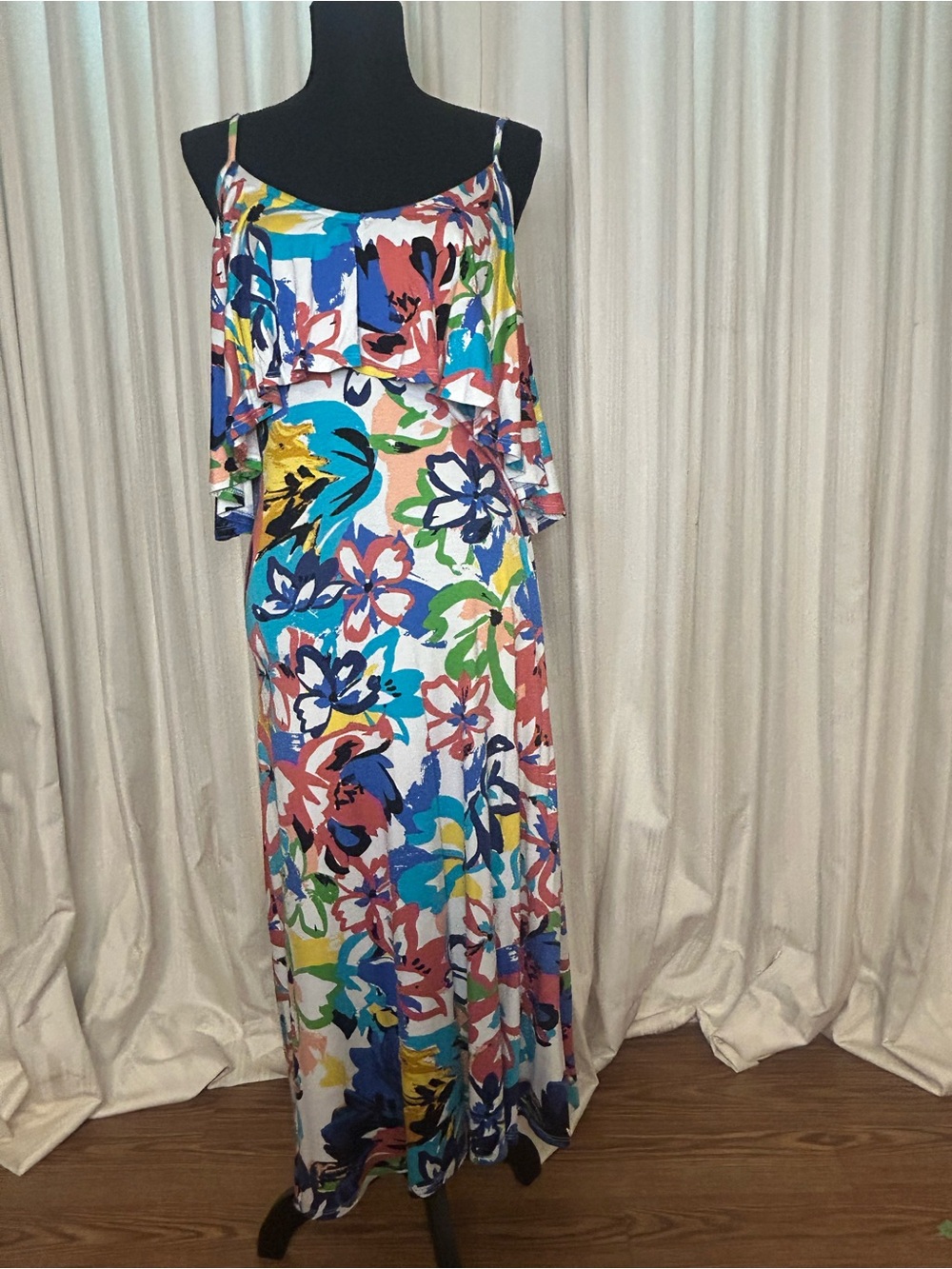Rachel Pally Multicolor Floral Cold-Shoulder Maxi Dress